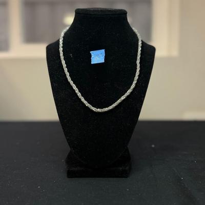 Clear Beaded Necklace with sterling silver