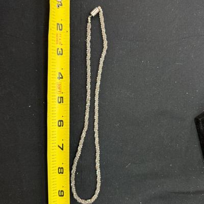 Clear Beaded Necklace with sterling silver