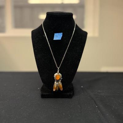 Southwestern Style Silver Spiny Oyster Squash Pendant & Necklace