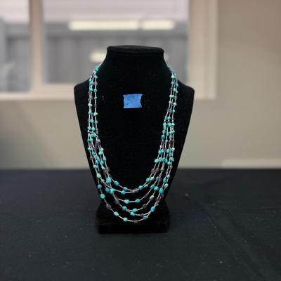 Jay King Turquoise and purple 5 strand necklace