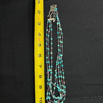 Jay King Turquoise and purple 5 strand necklace