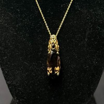 Smoky Quarts Necklace (18K Gold over 925)