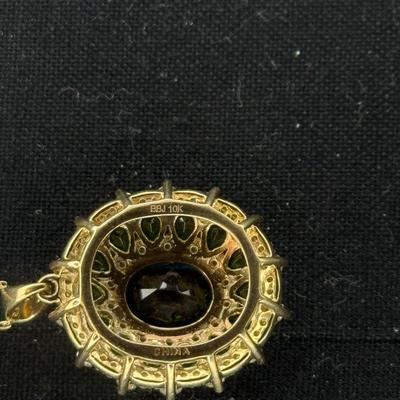 London Blue Topaz & green stones n Pendant Chain