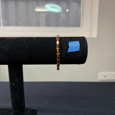 Sterling Silver Hessonite Line Bracelet