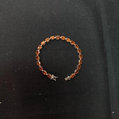 Sterling Silver Hessonite Line Bracelet