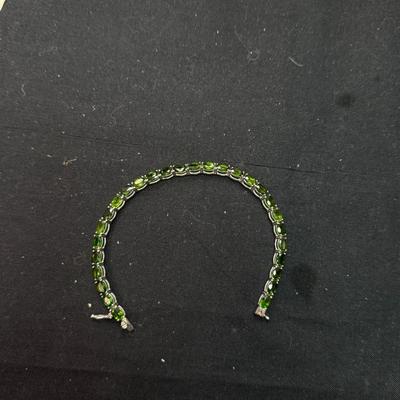 14.5CTW Oval Chrome Diopside Sterling Silver Bracelet