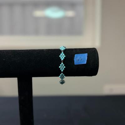 Southwest Style Round Bead Sleeping Beauty Turquoise Sterling Silver Bracelet