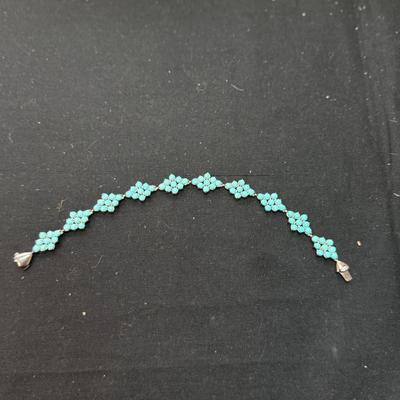 Southwest Style Round Bead Sleeping Beauty Turquoise Sterling Silver Bracelet