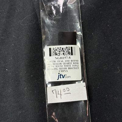 9CTW Oval and Round Multi-color Quartz W/ .9CTW Round White Topaz sterling Silver Bracelet