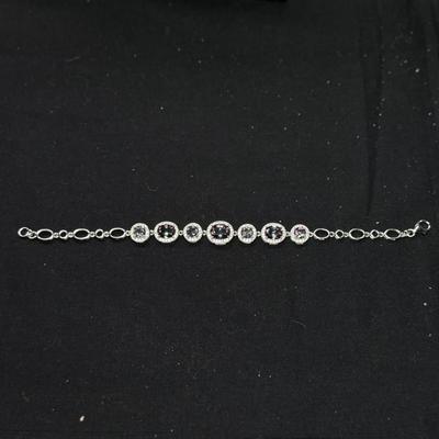 9CTW Oval and Round Multi-color Quartz W/ .9CTW Round White Topaz sterling Silver Bracelet