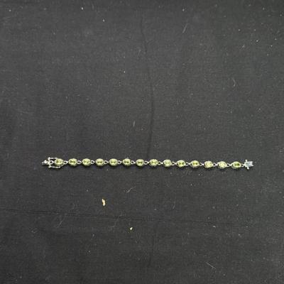 Sterling Silver Green Gem Bracelet