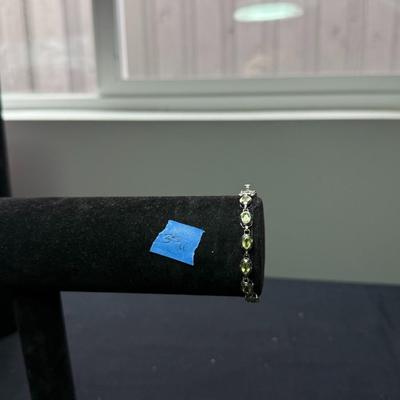 Sterling Silver Green Gem Bracelet