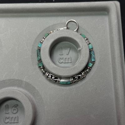 Gemstone Barse Turquoise Sterling Silver Fine Bracelet