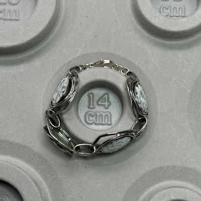 Paz Creations .925 Sterling Silver Roman Glass Charm Bracelet