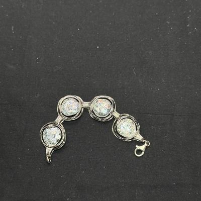 Paz Creations .925 Sterling Silver Roman Glass Charm Bracelet
