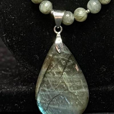 Labradorite and Prehnite Beaded Necklace