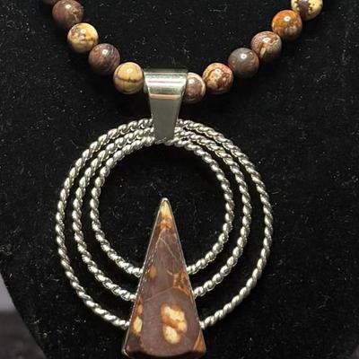 Shitake Pendant Bead Necklace