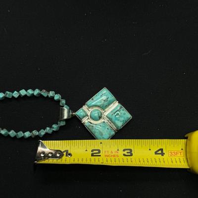 London Blue Turquoise Bead Necklace and Pendant