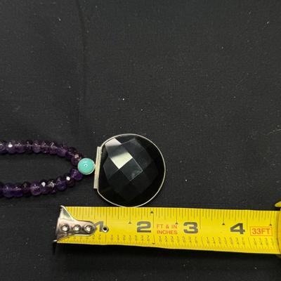 Jay King Turquoise and Amethy Necklace and Pendant