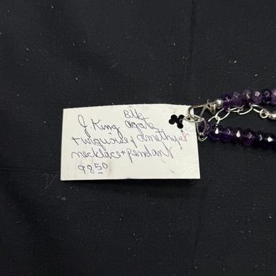 Jay King Turquoise and Amethy Necklace and Pendant