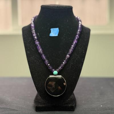 Jay King Turquoise and Amethy Necklace and Pendant