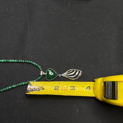 Jay King 925 Silver 18" Malachite Heart Pendant Necklace