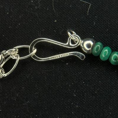 Jay King 925 Silver 18" Malachite Heart Pendant Necklace