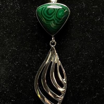 Jay King 925 Silver 18" Malachite Heart Pendant Necklace