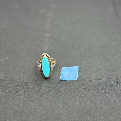 Vintage Mexico Blue Turquoise Sterling Silver Western Ring