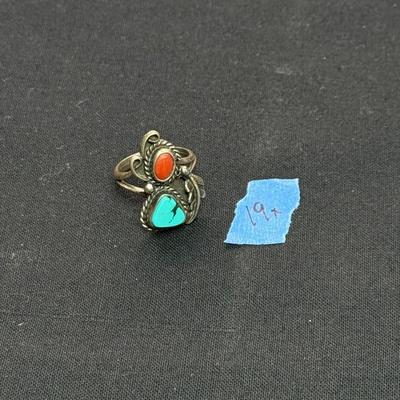 Southwestern Vintage Turquoise Coral Feather