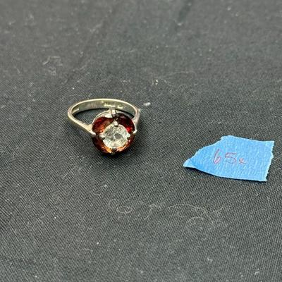 Ruby gem w/ white zircon ring