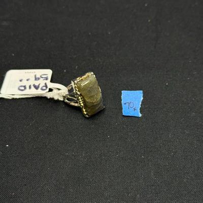 Green Stone Prong Ring