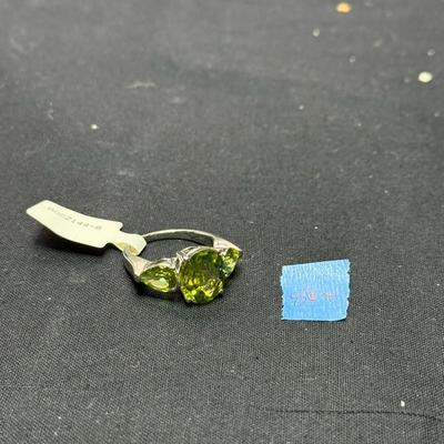 Art Deco Style Ring. Three Green Stones