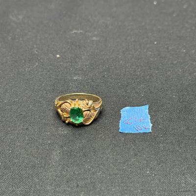 Emerald Cabochon Gypsy Ring