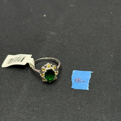 Green and Yellow Sterling Silver Ring