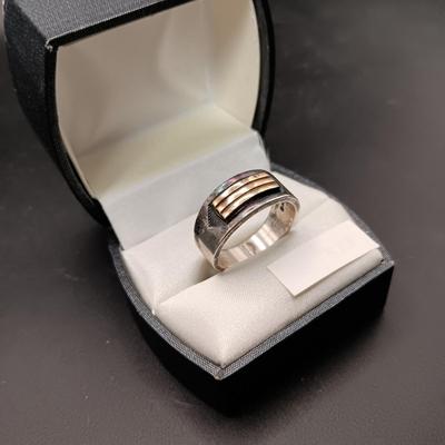 14K AND STERLING SILVER RING 8.24g SIZE 8 1/2
