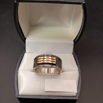 14K AND STERLING SILVER RING 8.24g SIZE 8 1/2