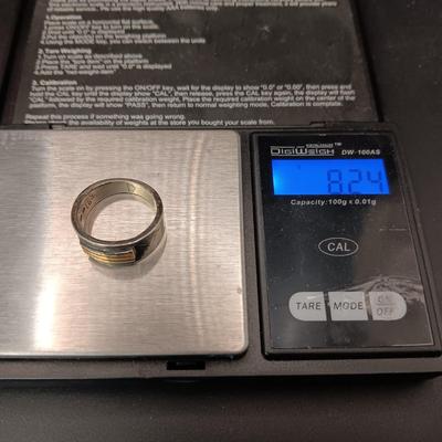 14K AND STERLING SILVER RING 8.24g SIZE 8 1/2