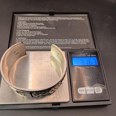 STERLING SILVER 2 TONE CUFF BRACELET MARKED "BG" 71.63g