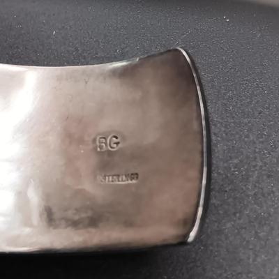STERLING SILVER 2 TONE CUFF BRACELET MARKED "BG" 71.63g