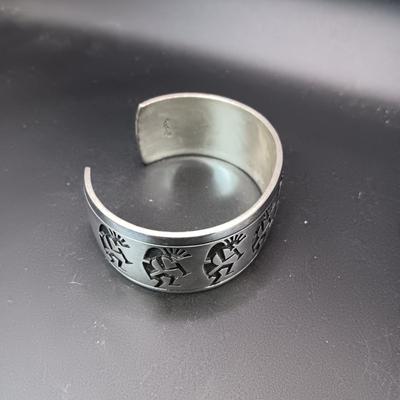 STERLING SILVER 2 TONE CUFF BRACELET MARKED "BG" 71.63g