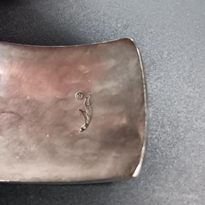 STERLING SILVER 2 TONE CUFF BRACELET MARKED "BG" 71.63g