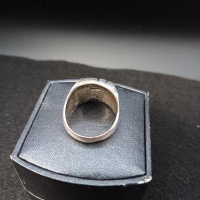 STERLING SILVER AND TURQUOISE RING 13.76g SIZE 8 1/2