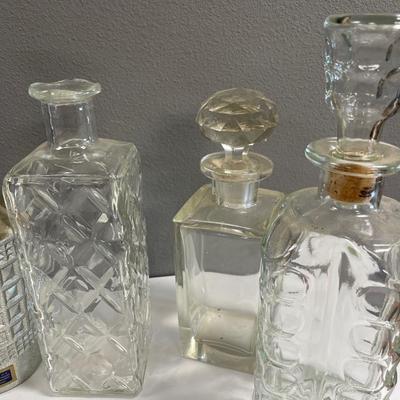 Vintage Beam bottles and clear glass decanters