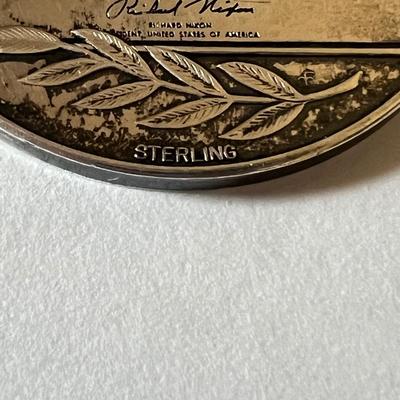 Franklin Mint Sterling Silver Vintage Apollo 11 Pendant