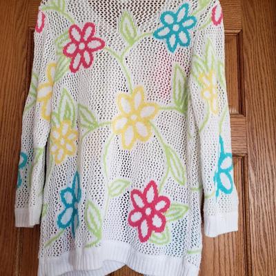 Christopher & Banks Open Weave Button Front Cardigan