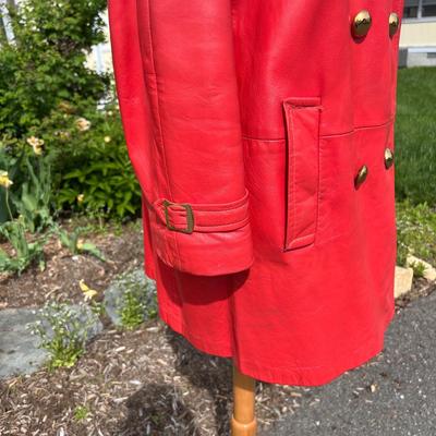 Fabulous Vintage Leather Fur Trim Coat Matching Waist Purse