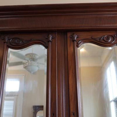 Walnut Victorian Two Door Wardrobe with Column Front