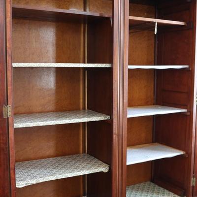 Walnut Victorian Two Door Wardrobe with Column Front