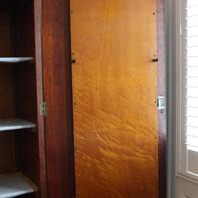 Walnut Victorian Two Door Wardrobe with Column Front